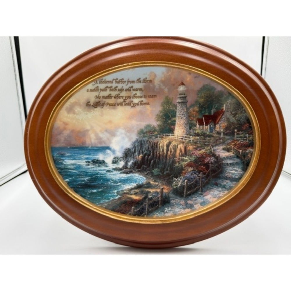 Thomas Kinkade The Light of Peace Framed Collector Plate Guiding Lights 1997